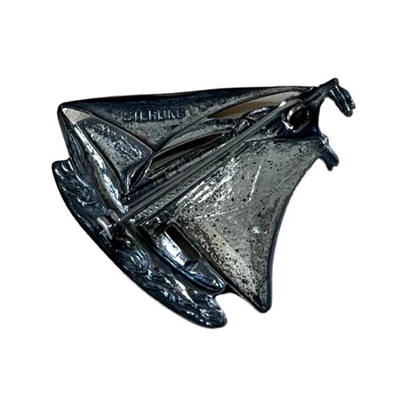 Vintage Sterling Silver Schooner Sailboat Brooch, Nautical Vintage Brooch - Picture 6 of 7